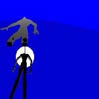 Final model silhouetted against the moon
